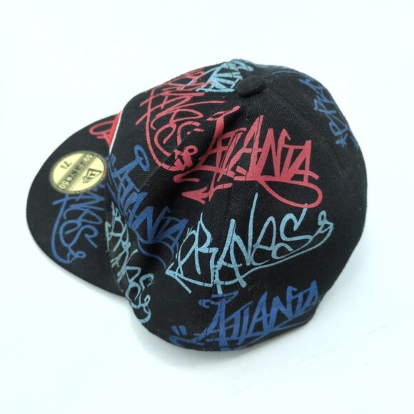 New Era 59Fifty Atlanta‎ Braves MLB Graffiti Logo Fitted Hat Black Size 7 3/8 - Picture 3 of 10